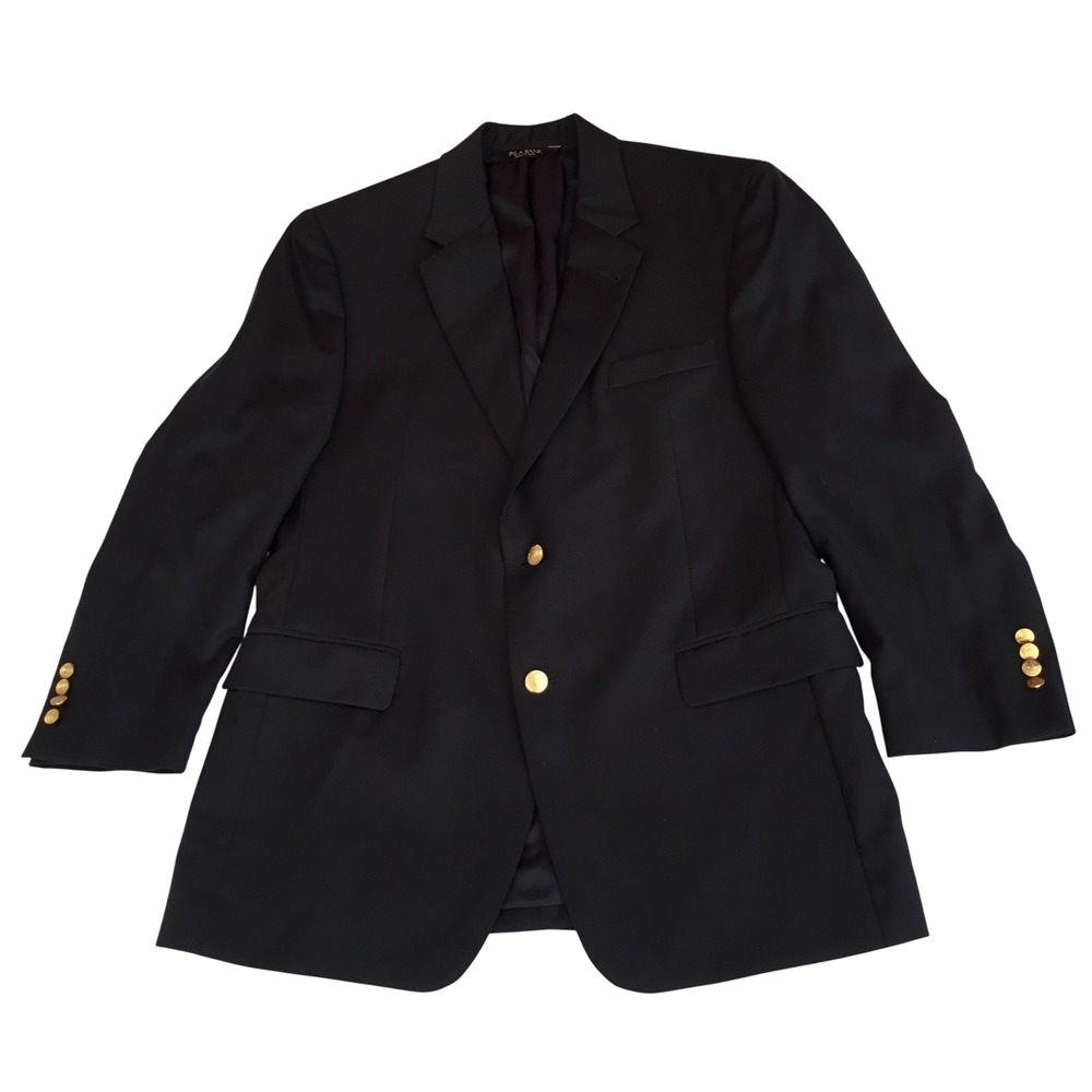 Jos. A. Bank Signature Collection Navy Blue 100% Wool Blazer Gold Buttons 43R